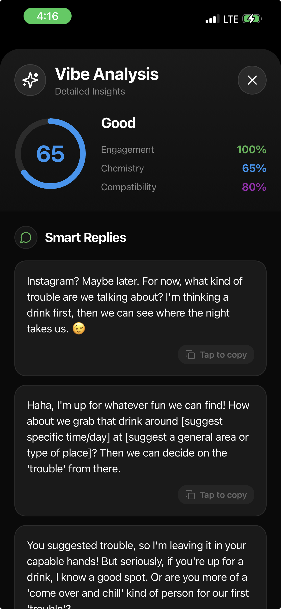 SwipeEz Vibe Check - Conversation Analysis